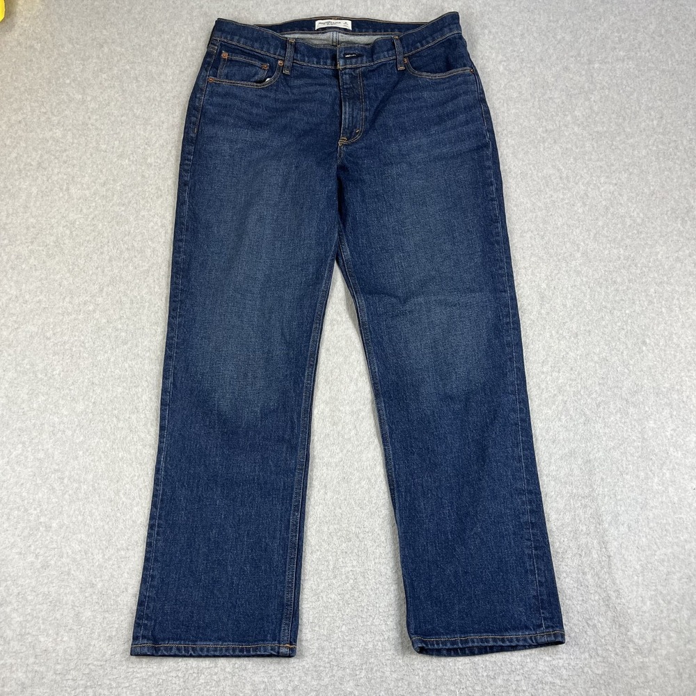 Abercrombie & Fitch The 90's Straight Mid Rise Blue Womens Size 31R (34x30)